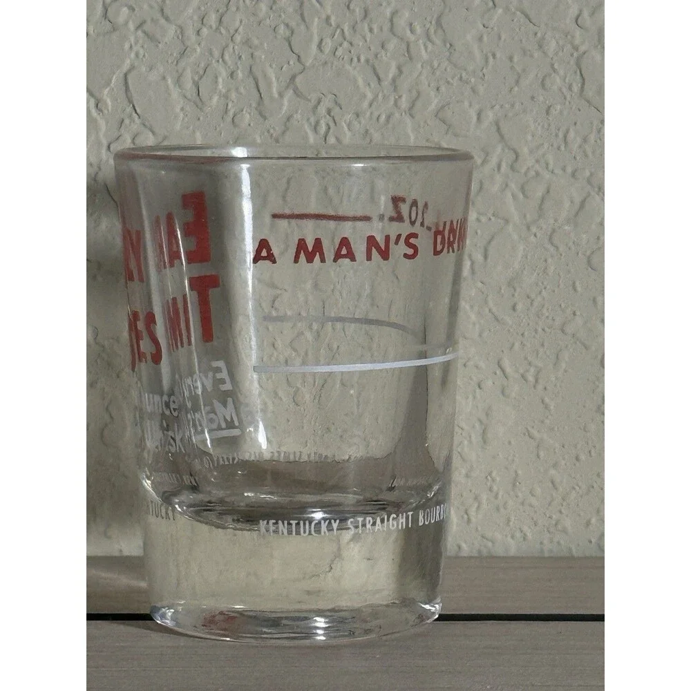 Vintage 2 oz Dbl Shot Glass Early Times Whiskey Kentucky Bourbon A Man's Drink